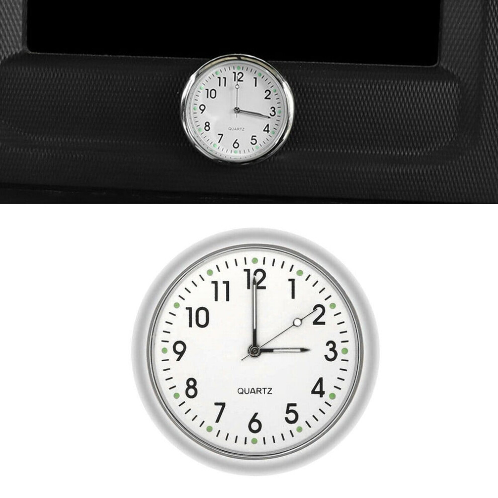 Luminous Car Dashboard Air Vent-On Clock Quartz Analog Watch White 9357860415095