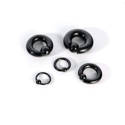 Surgical Steel Captive Bead Nose Ring Black 12G 1