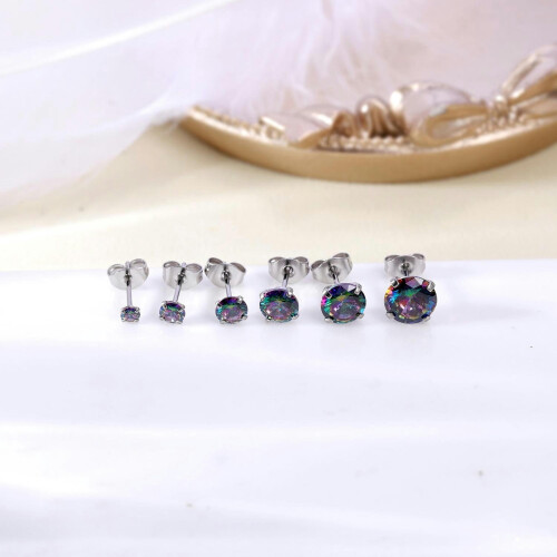Stainless Steel Stud Earrings CZ Helix Tragus Piercing Set 1