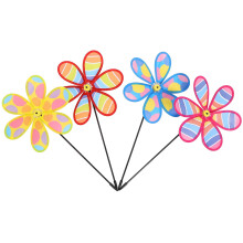 4Pcs Yard Wind Spinners Decor Colorful Pinwheel Decor Yard Wind Pinwheel Stakes Ornaments