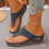 Women's Navy Summer Wedge Sandals Size 37 1 Pair 6