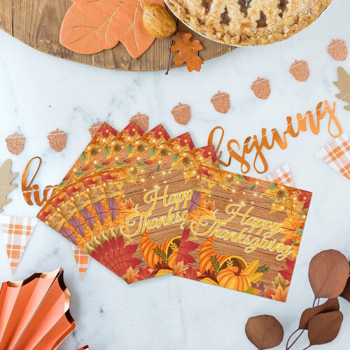 Thanksgiving Napkins Autumn Pumpkin Maple Leaf 20pc 1