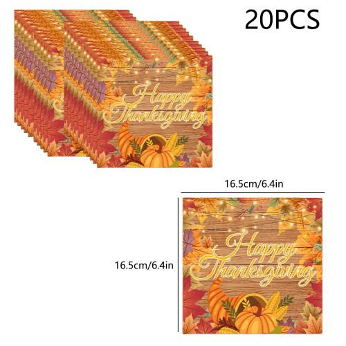 Thanksgiving Napkins Autumn Pumpkin Maple Leaf 20pc 2