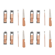 4-Piece Stainless Steel Nail Clippers Set with Pink PU Storage Bag
