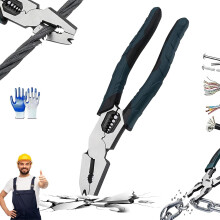 Heavy-Duty 9-in-1 Compound Pliers with Nail Puller, Wire Cutter, Stripper & Crimper – Industrial-Grade for Home Repair & DIY