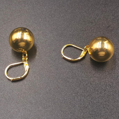 Silver Ball Leverback Earrings White Gold Plated Polished 2