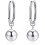 Silver Ball Leverback Earrings White Gold Plated Polished 7