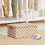 Fabric Storage Box with Lid, Brown/White Square Cloth Bin for Clothes, Foldable Wardrobe Organizer 4