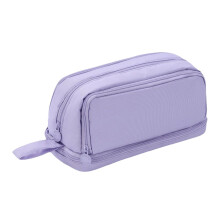 Four Compartment View Pencil Case, Solid Color Large Capacity Campus Organizer with Clear Windows, Storage Pouch for Campus and Daily Use Essentials