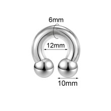 1 Pc Stainless Steel Horseshoe Nose Ring Large Size Septum Piercing Ear Piercing-2G-12mm