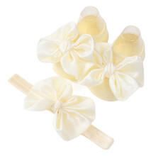 Baby Non-Slip Floor Socks & Bow Headbands Breathable Bowtie Socks FirstWalkers Shoes Infant Elastic Hairband Shower Gift