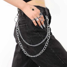 Hip Hop Pants Jean Chain Goth Punk Silver Trousers Chains Metal Thick Wallet Pocket Chains Silver Keychains Body Jewelry for Men And Women