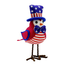 Patriotic Bird Ornament, Red White Blue Themed Decor for Independence Day, Shelf or Mantel Display, July 4th Celebration Accent