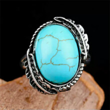 925 Silver Plated Turquoise Ring for Women Wedding Party Jewelry Rings SZ 6-13-Turquoise#16-9