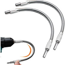 Metal Flexible Drill Bit Extension, 11.8", 1/4" Hex Shank, 360 Bend, Magnetic, 2PCS, Silver, compatible with electric drills