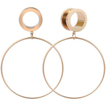 Big Hoop Ear Plugs Stainless Steel Rose Gold 14mm