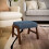 Moderion Small Footstool Solid Wood Legs Navy Upholstered 2