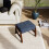 Moderion Small Footstool Solid Wood Legs Navy Upholstered 4