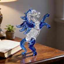 Handcrafted Glazed Glass Carousel Decor with Cartoon Animals, 4x3x2in, Blue – Durable Festive Ornament for Home, Tabletop, Birthdays & Holidays