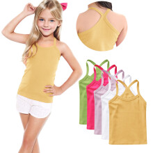 5 Pack Girls Dance Tank Tops Racerback Camisole Undershirts Summer Spaghetti Strap Sleeveless Crop Tops for Boys Dress Clothes White 6-7 Years