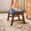 Moderion Small Footstool Solid Wood Legs Navy Upholstered 6