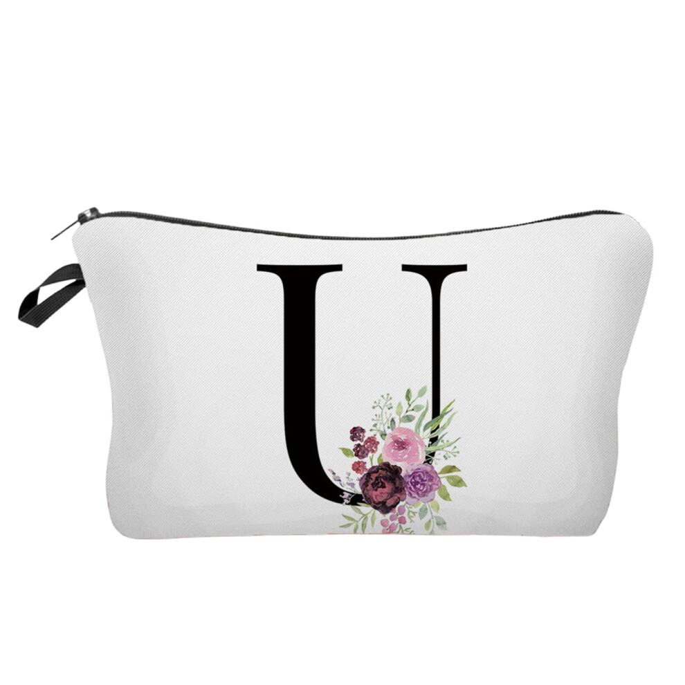 A-Z Personalized Initial Makeup Bags, Monogram Cosmetic Bag with Flower Letter â Cute Birthday Gift for Women, Mom, Best Friend, Bride & Bridesmaid