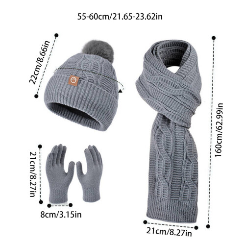 Women's Winter Scarf Set with Hat and Gloves 2