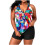 Women's plus size halter neck two-piece swimsuit set with 2