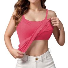 Tanks Top for Women with Built-in Padded Bra U Back Sleeveless Fitted Camisole Soft Cami Shirts