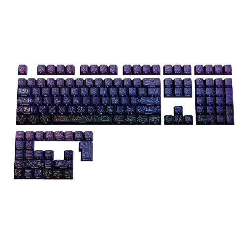 OEM Height Side Engraved Keycaps PC Contouring Lines Theme Color Optional for Mechanical Keyboards 2