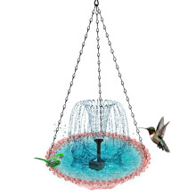 Hanging Bird Bath with Solar Fountain Solar Bird Bath Fountains Hanging Bird Baths for Outdoors Pink