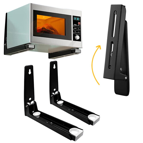 Stainless Steel Microwave Shelf & Wall Mount Bracket – Retractable, Foldable Kitchen Stand Holder Rack 1