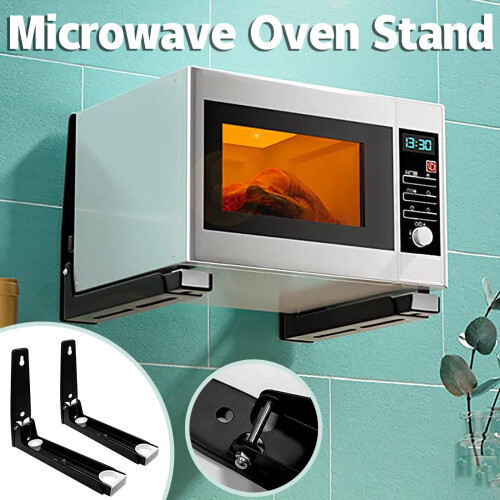 Stainless Steel Microwave Shelf & Wall Mount Bracket – Retractable, Foldable Kitchen Stand Holder Rack 2