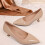 Women's Beige Pointed Toe Pumps Heels Size 37 EU 4