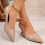 Women's Beige Pointed Toe Pumps Heels Size 37 EU 6