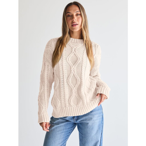 Oversize-Strickpullover für Damen aus Polyestergewebe mit elegantem Rundhalsausschnitt – warm und bequem. 2