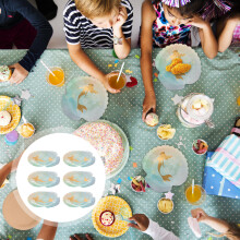 MLINS Mermaid Party Plates Disposable Paper Tableware for Kids Birthday Party Assorted Color 8pcs
