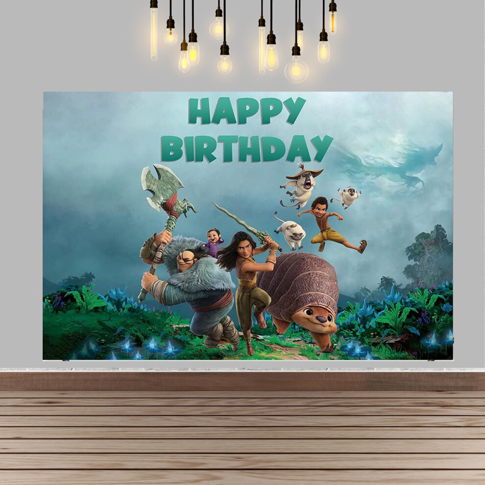Cartoon Raya And The Last Dragon Birthday Backdrop Photography Kids Party Supplies Happy Birthday Party Decorations 71''47'' 9327961826625