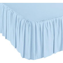 White Ruffle Bed Skirt, Elastic Wrap-Around (14" Drop), Fits Bedsprings/Platforms/Mattresses, Soft & Comfortable – Blue, Queen