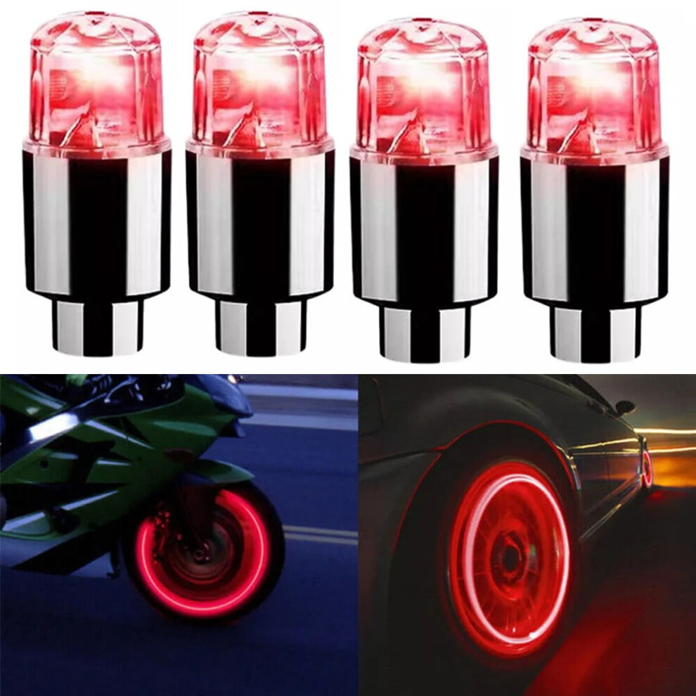 4Pcs Wheel Car Motorcycle Bike Led S Neon Wheel Tire Tyre Valve Dust Cap Waterproof Easy Installation Light 9327961827264