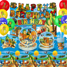Theme Brainrot Tralalero Tralala Party Decorations Tableware Set, 125PCS Birthday Plates and Cups Napkins Tablecloth Birthday Decorations Tableware
