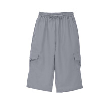 Girls Capri Pants Elastic Waist Straight Leg Drawstring for Kids Summer Pants with Pockets Gray 13-14 Years