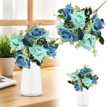 Blue Artificial Rose, 12.2", Realistic Silk Flower for Wedding, Valentine's, Mother's Day, Home Decor – Compatible with DIY Floral Arrangements