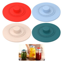 4-Pack Silicone Fermentation Lids for Wide Mouth Mason Jars, Reusable with Date Tracker – Compatible with Mason Jars