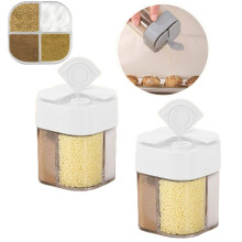 4-in-1 Transparent Spice Container Set (Salt/Pepper/Shakers) – Travel-Friendly, for Home, Restaurant, Camping, BBQ (2 Pack, White)