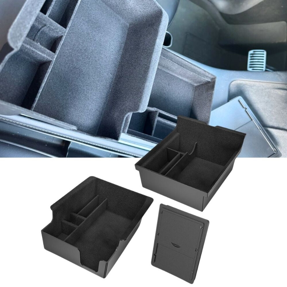 Upgraded Accessories Compatible For Tesla Model 3 2021-2023 Model Y 2021-2024, Center Armrest Console Organizer Tray And Hidden Storage Box, 3-Pack 9327961828438