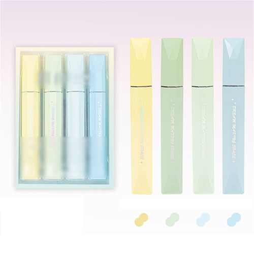 4-Pc Pastel Glitter Highlighters Set, Soft Chisel Tip, Mild Assorted Colors for Journal/Planner/Notes – Compatible with Office Use