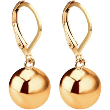 Silver Ball Leverback Earrings White Gold Plated Polished