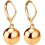 Silver Ball Leverback Earrings White Gold Plated Polished 1