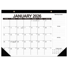2026 Calendar Desk Calendars 2026-2027 Wall Calendar from January 2026 to June 2027,18 Months 17"12" Thick Paper for Office Home, Black